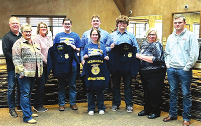 Doniphan's MNB Bank staff donated six FFA jackets to a local FFA chapter.