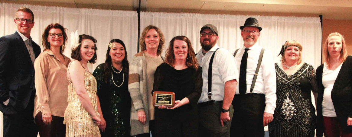 Nebraska State Bank & Trust Co. staff accepted the Business of the Year award during the Broken Bow Chamber of Commerce's 