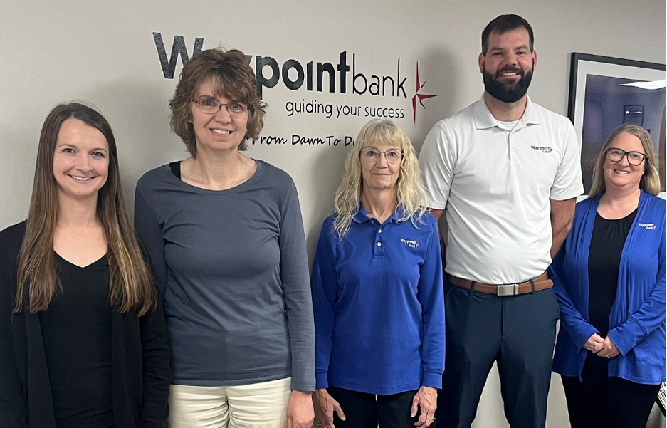 Waypoint Bank staff in Clay Center celebrated the 30th anniversary of the bank. Jessie Anderson (right) is the branch president.
